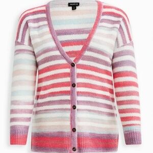 Button Front Cardigan - Multi Stripe